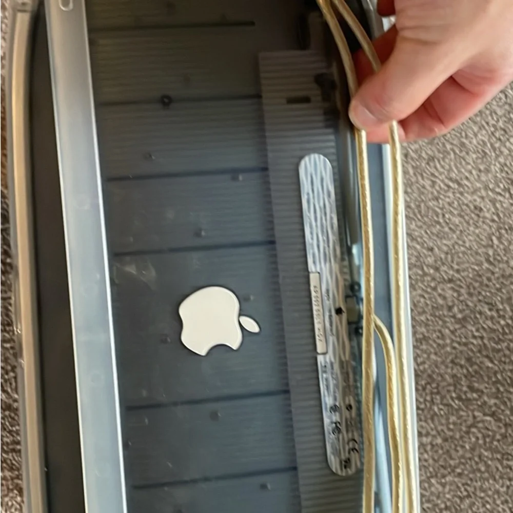 Apple Silver and Black Desktop with original Keyboard and mouse.
